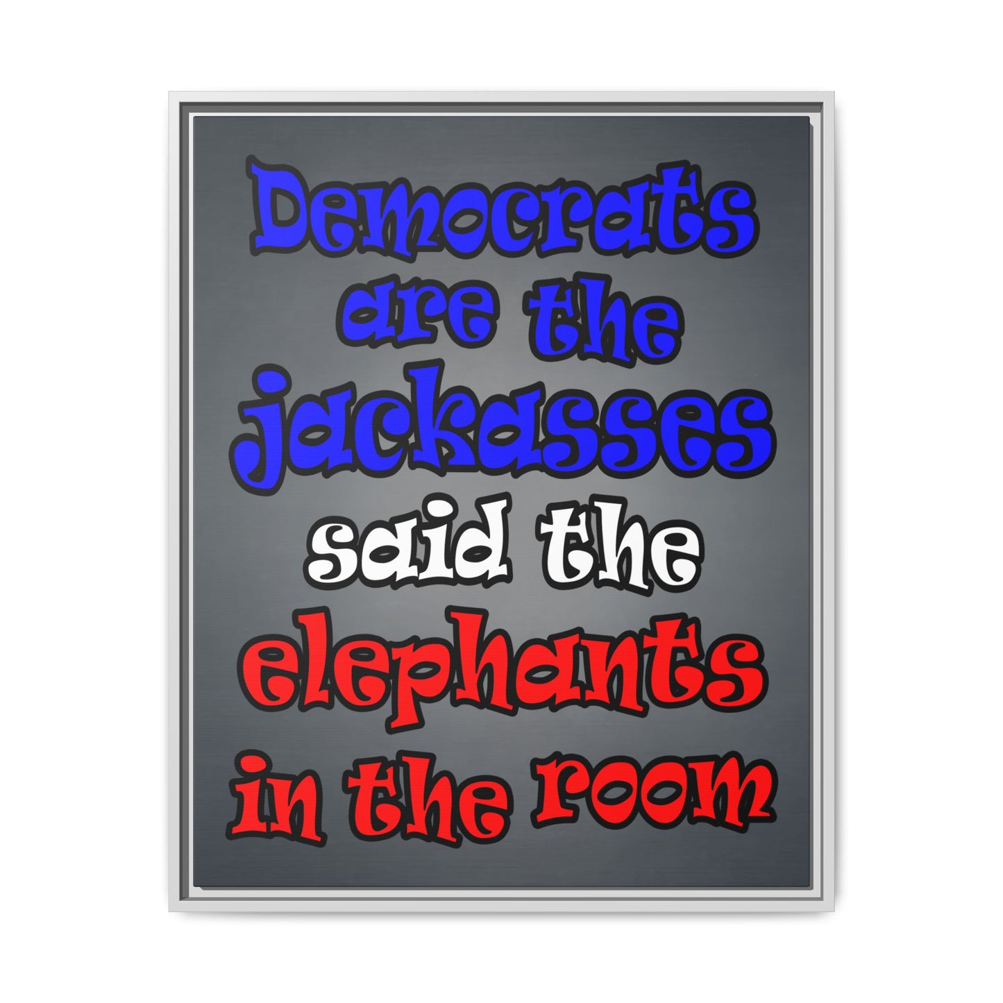 donkeys and elephants - framed canvas art (grey-light grey)