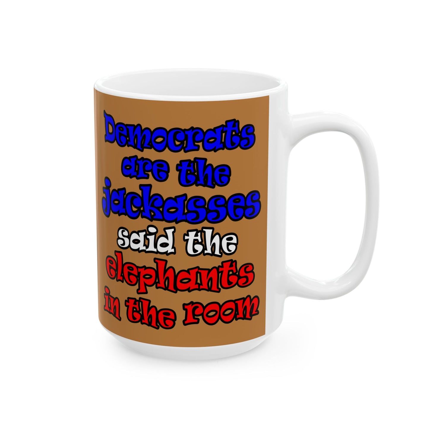 donkeys and elephants - White Mug (light brown)