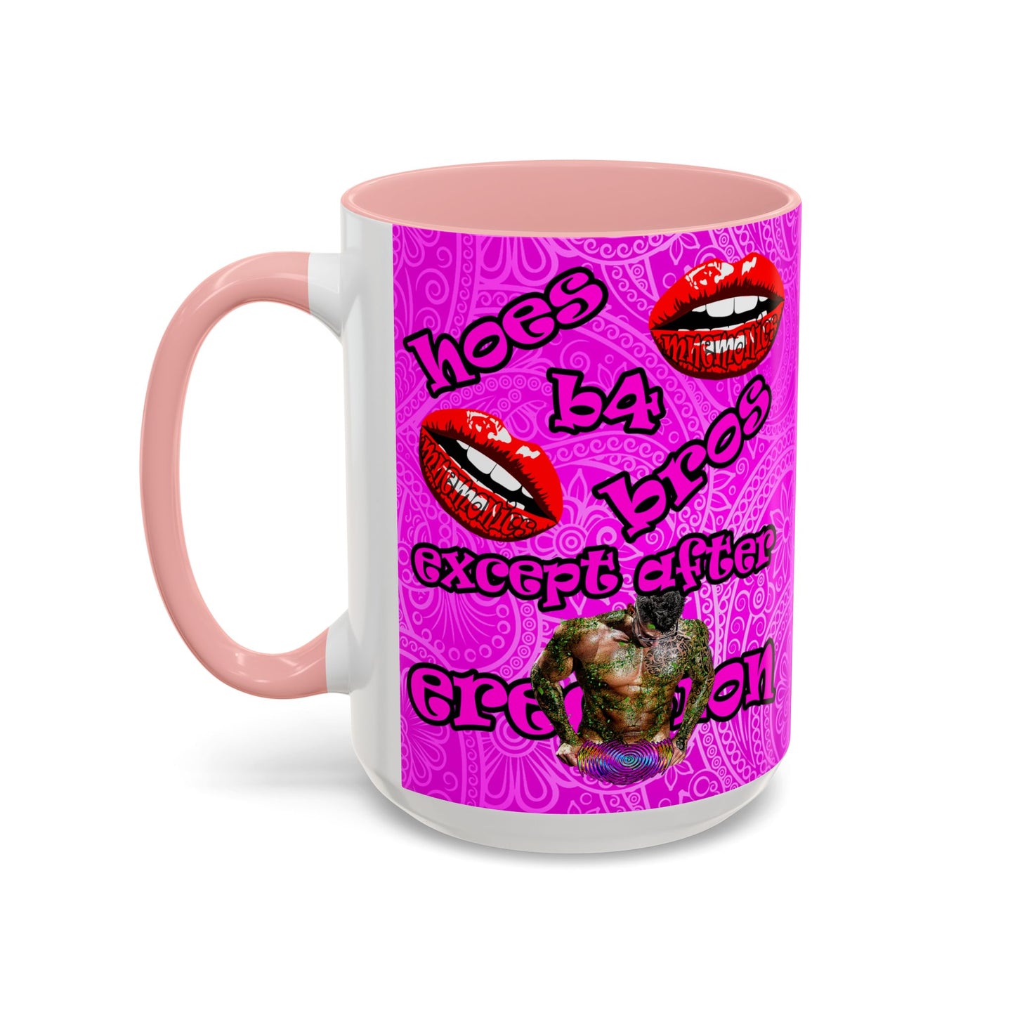 hoes b4 bros - Accent Mug (pink swirl)