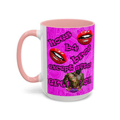 hoes b4 bros - Accent Mug (pink swirl)