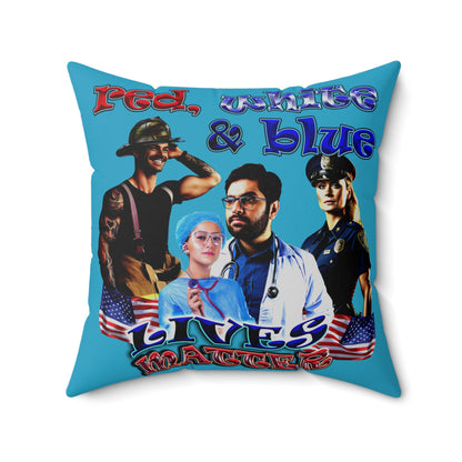 rw&b lives matter - Spun Polyester Square Pillow - (turquoise)