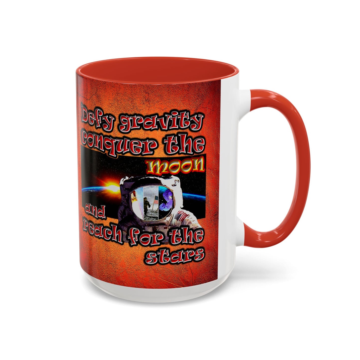 defy conquer reach - Accent Mug (burnt orange)