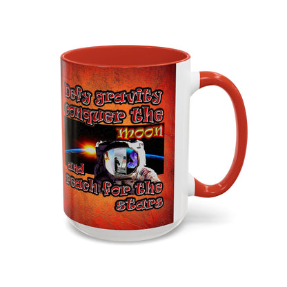 defy conquer reach - Accent Mug (burnt orange)