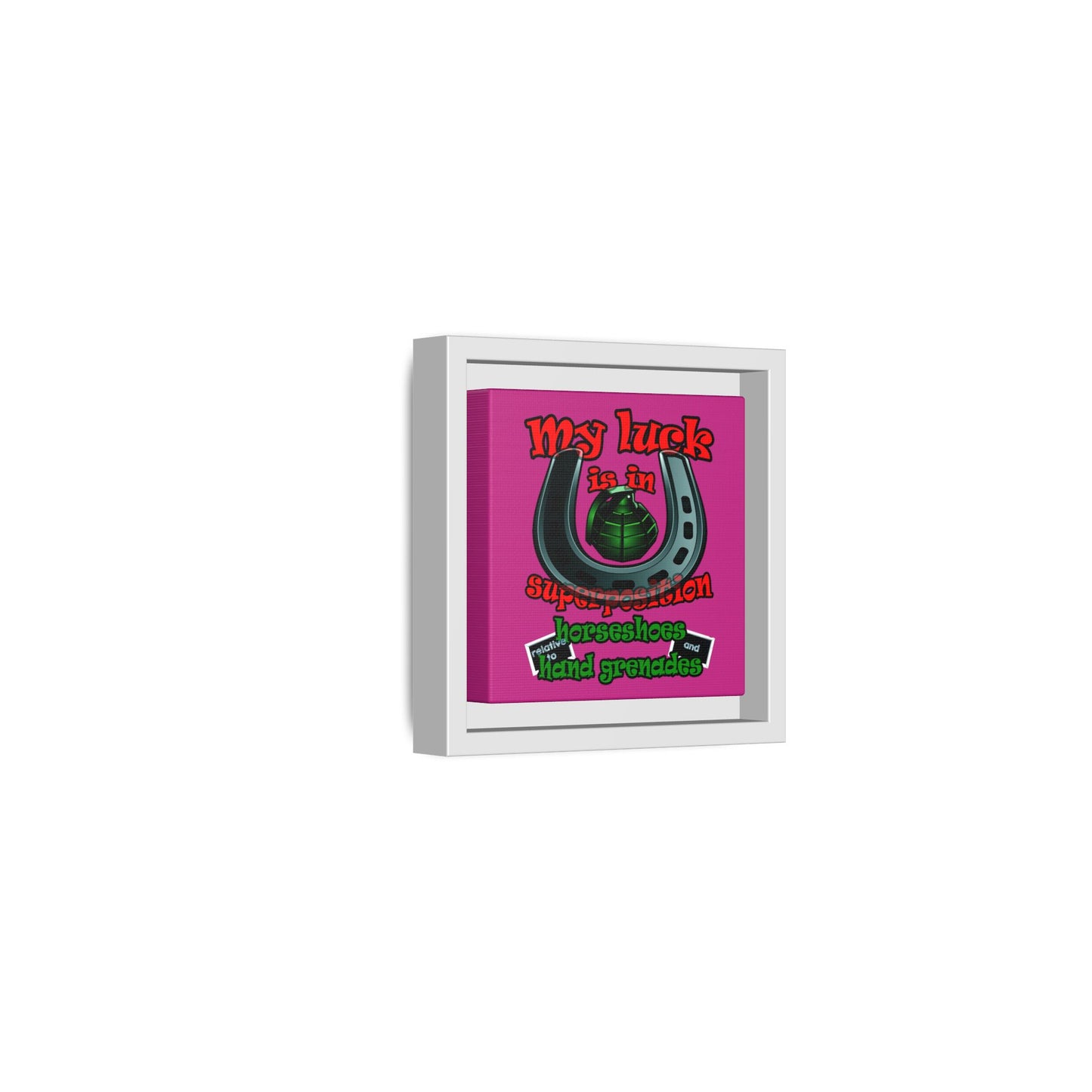 my luck - framed canvas art (pink)