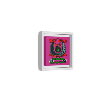 my luck - framed canvas art (pink)