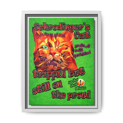 schrodinger's cat - framed canvas art (green turf)