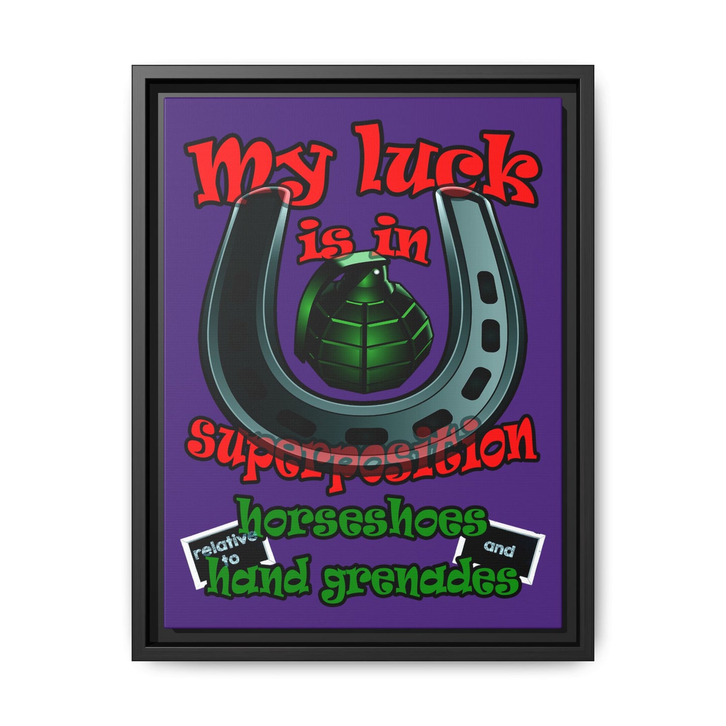my luck - framed canvas art (purple)