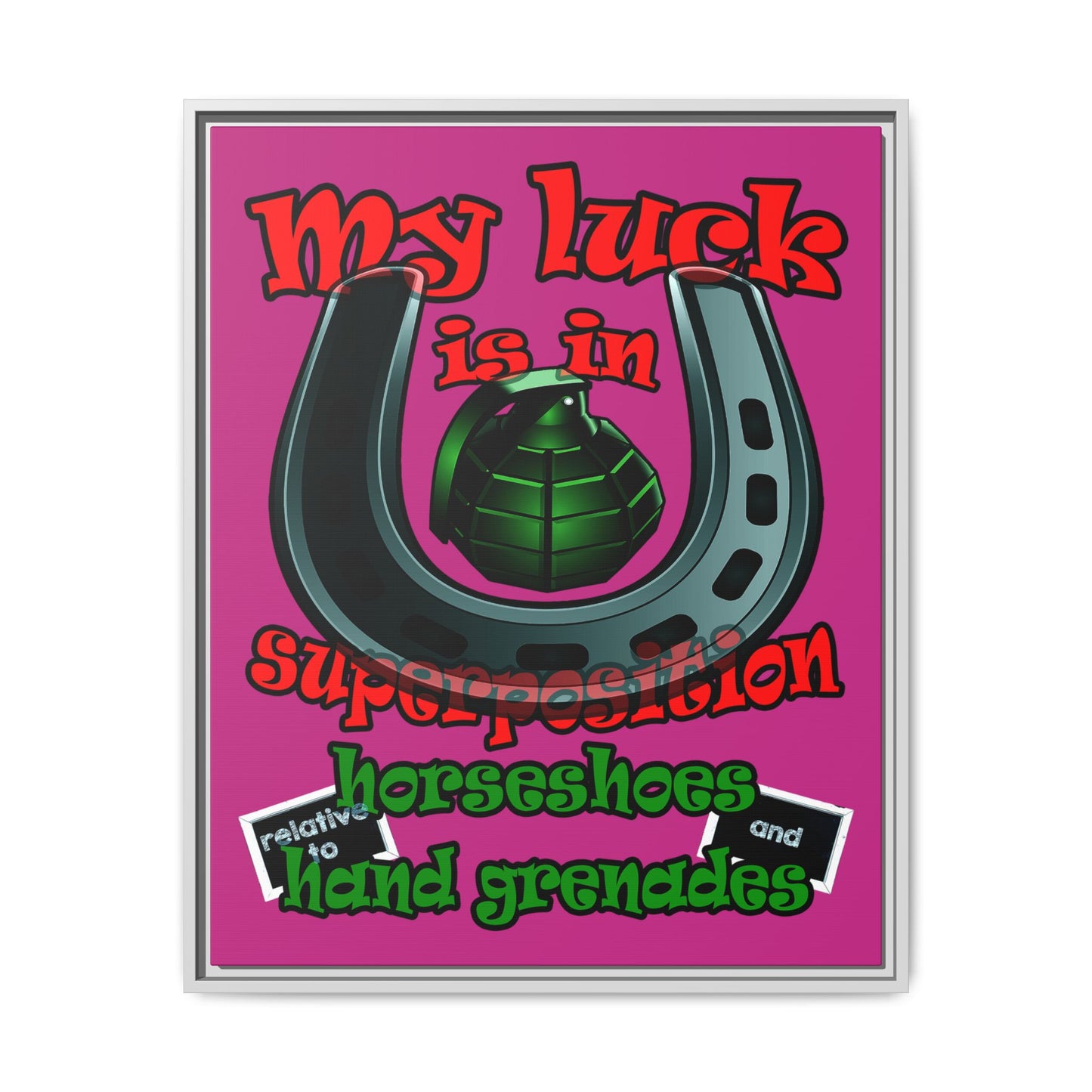 my luck - framed canvas art (pink)