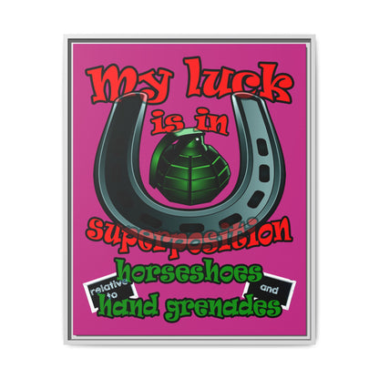 my luck - framed canvas art (pink)