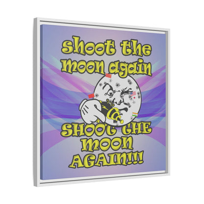 shoot the moon again - framed canvas art (light blue-pink wave)