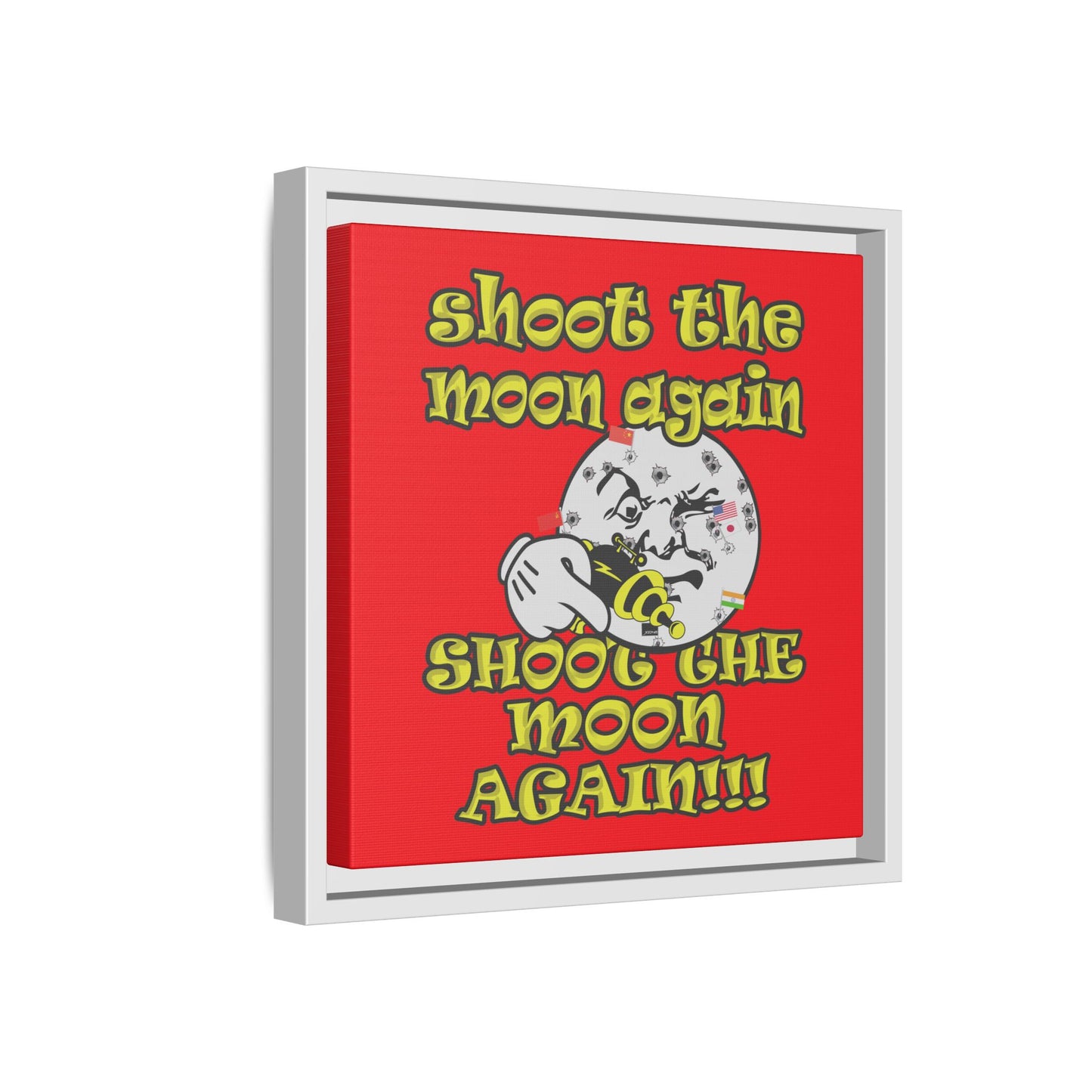 shoot the moon again - framed canvas art (red)