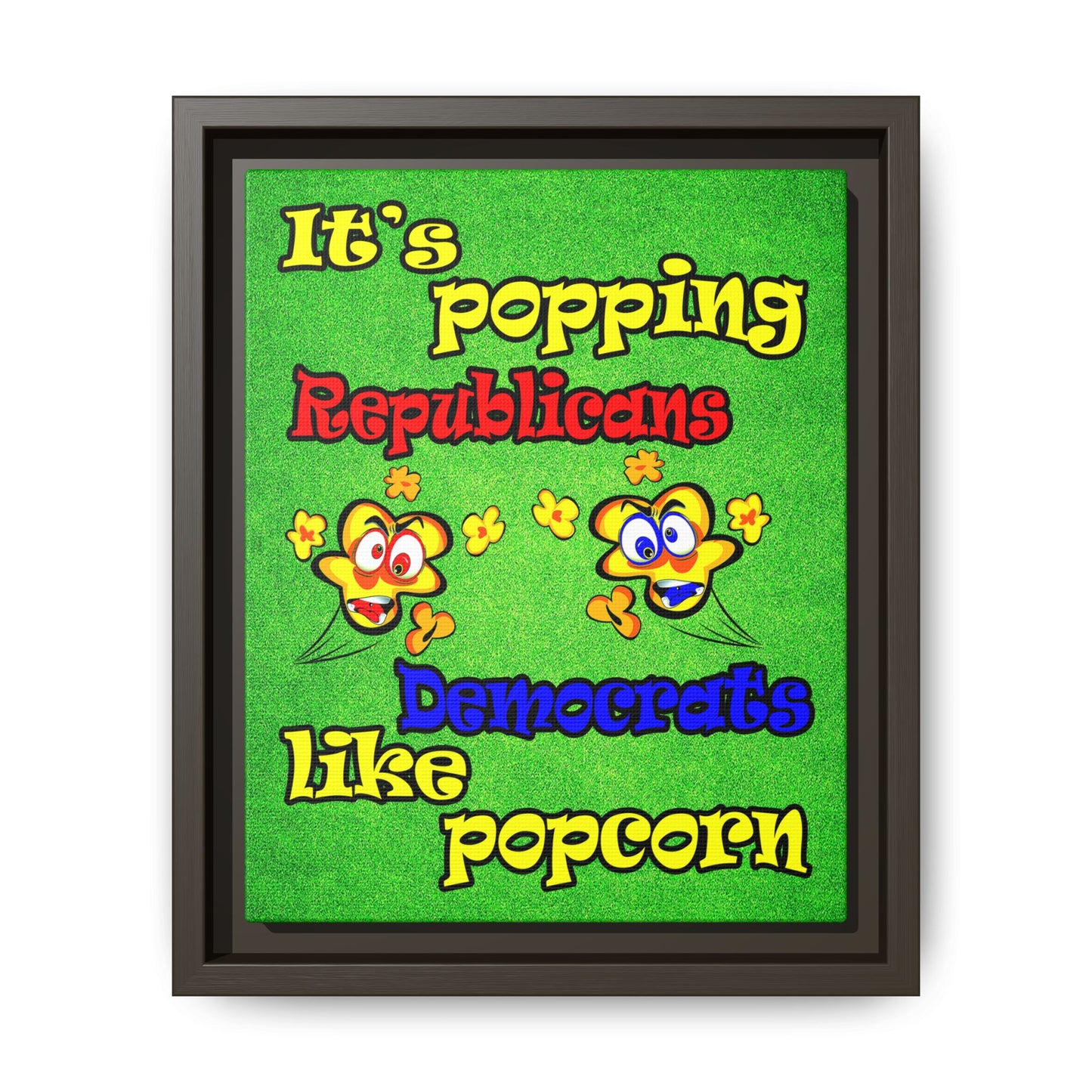 popping like popcorn - framed canvas art (green turf)