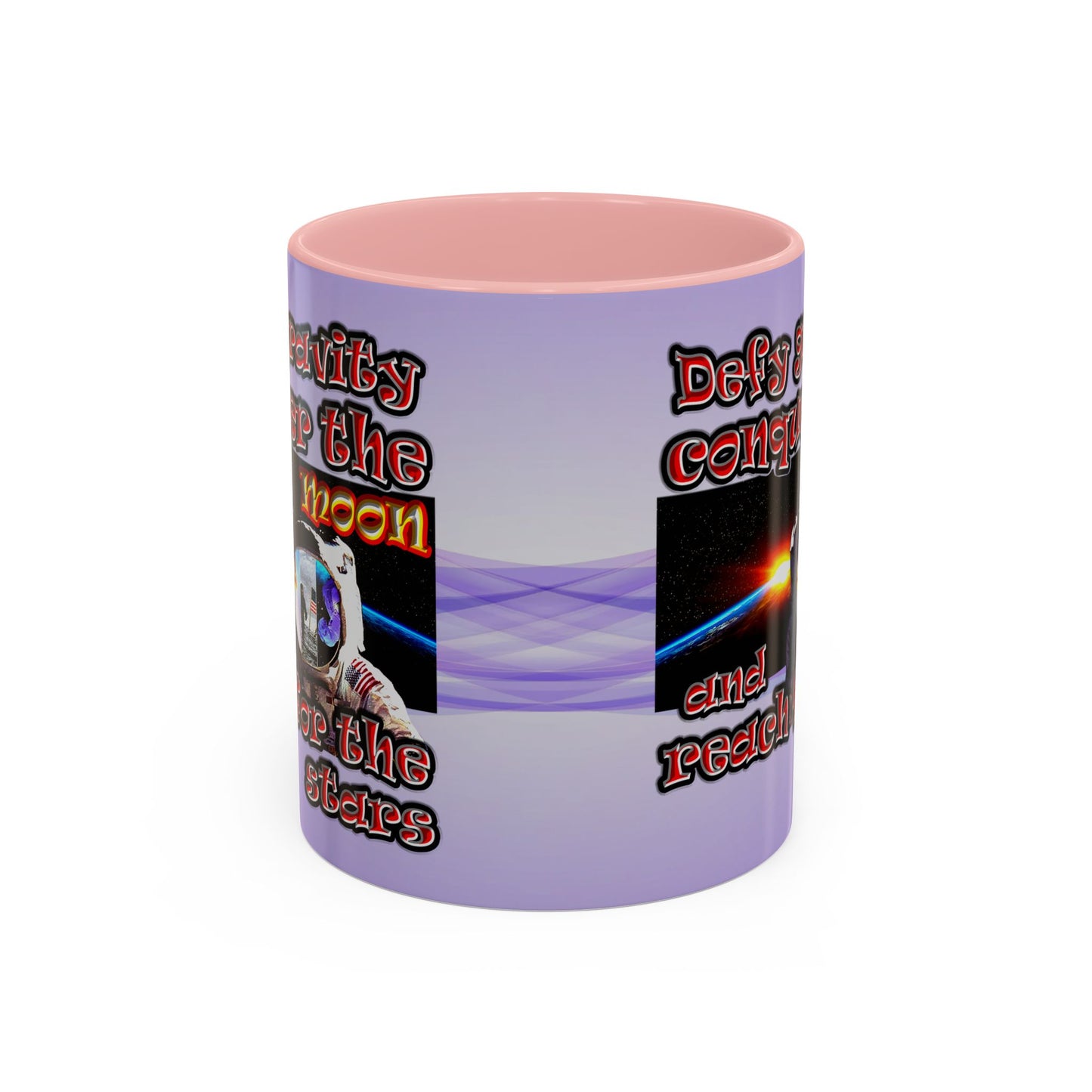 defy conquer reach - Accent Mug (light blue-pink wave)