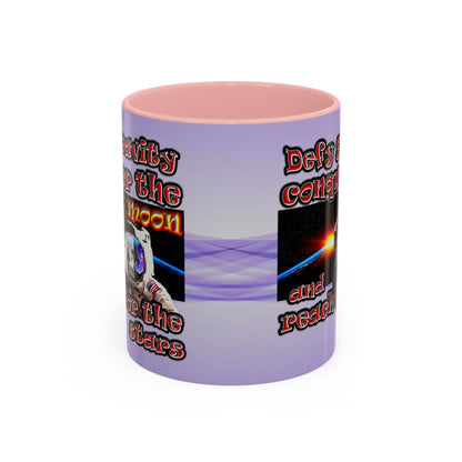 defy conquer reach - Accent Mug (light blue-pink wave)