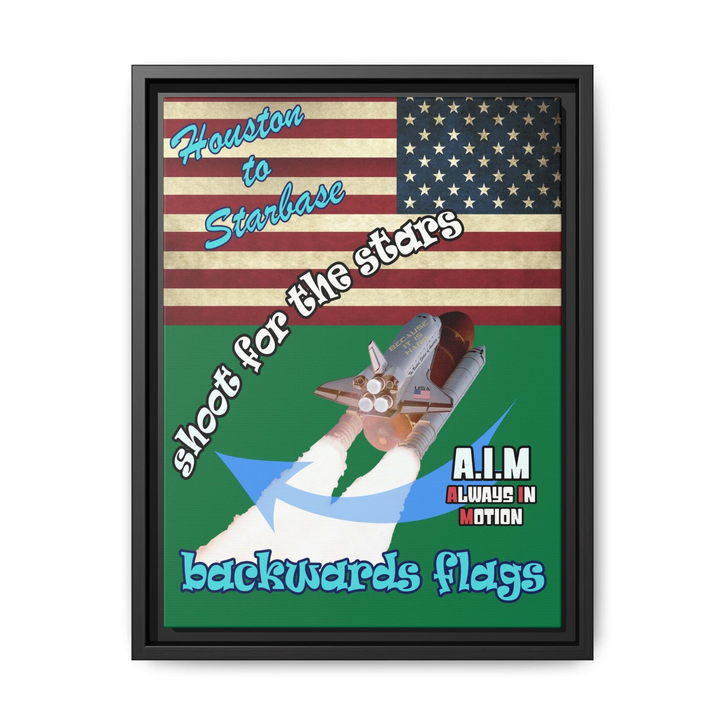 shoot for the stars - framed canvas art (dark green)