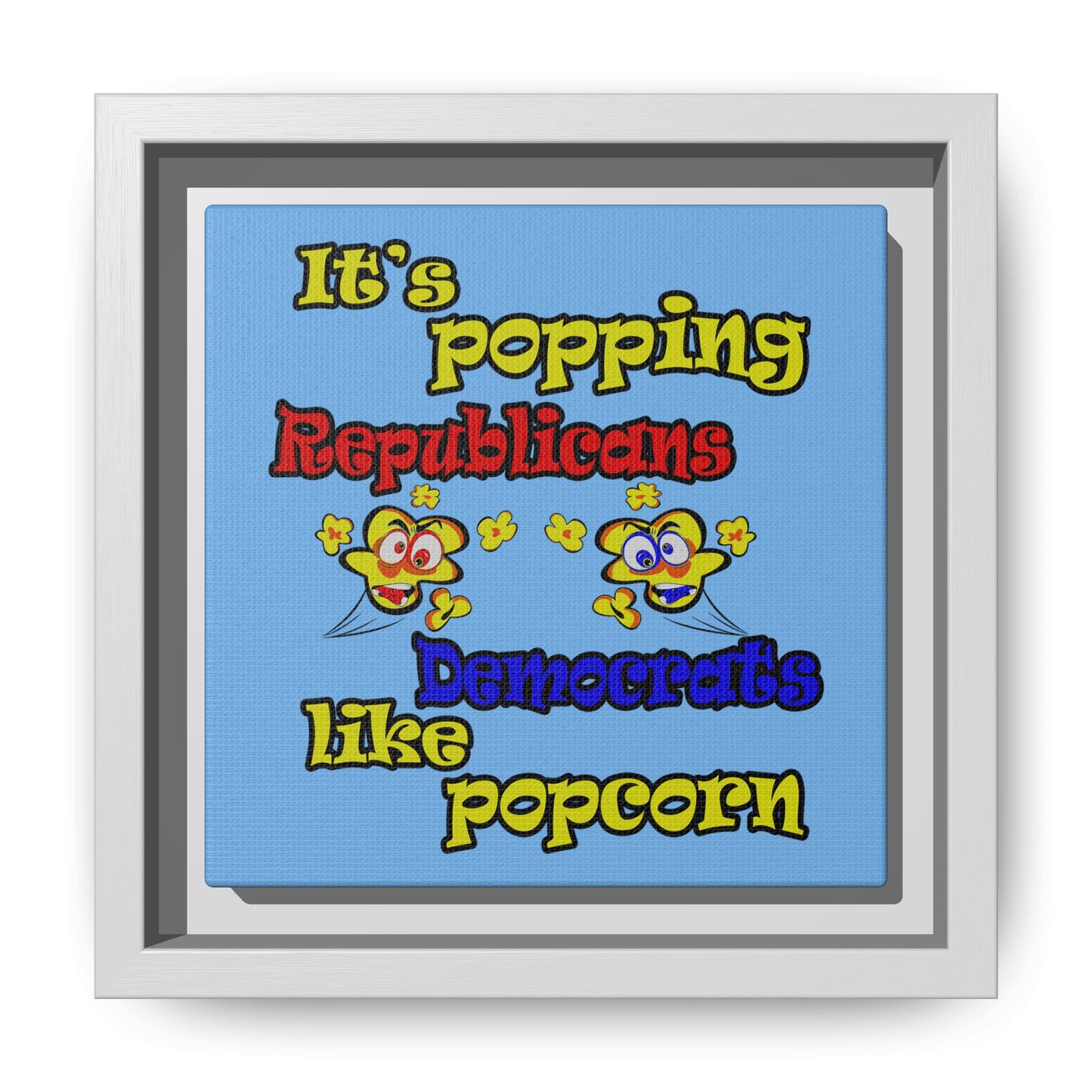 popping like popcorn - framed canvas art (light blue)