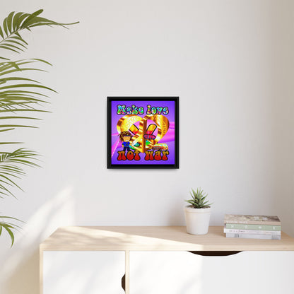 love peace - framed canvas art (purple-pink wave)