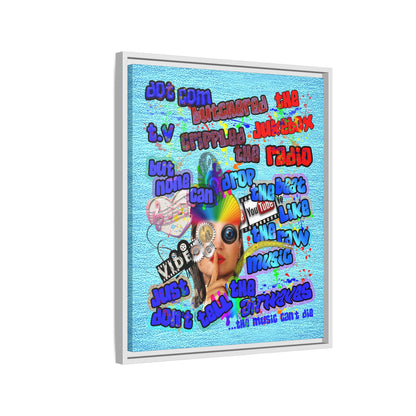 drop the beat - framed canvas art (faded blue)
