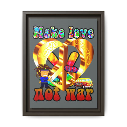 love peace - framed canvas art (dark grey)