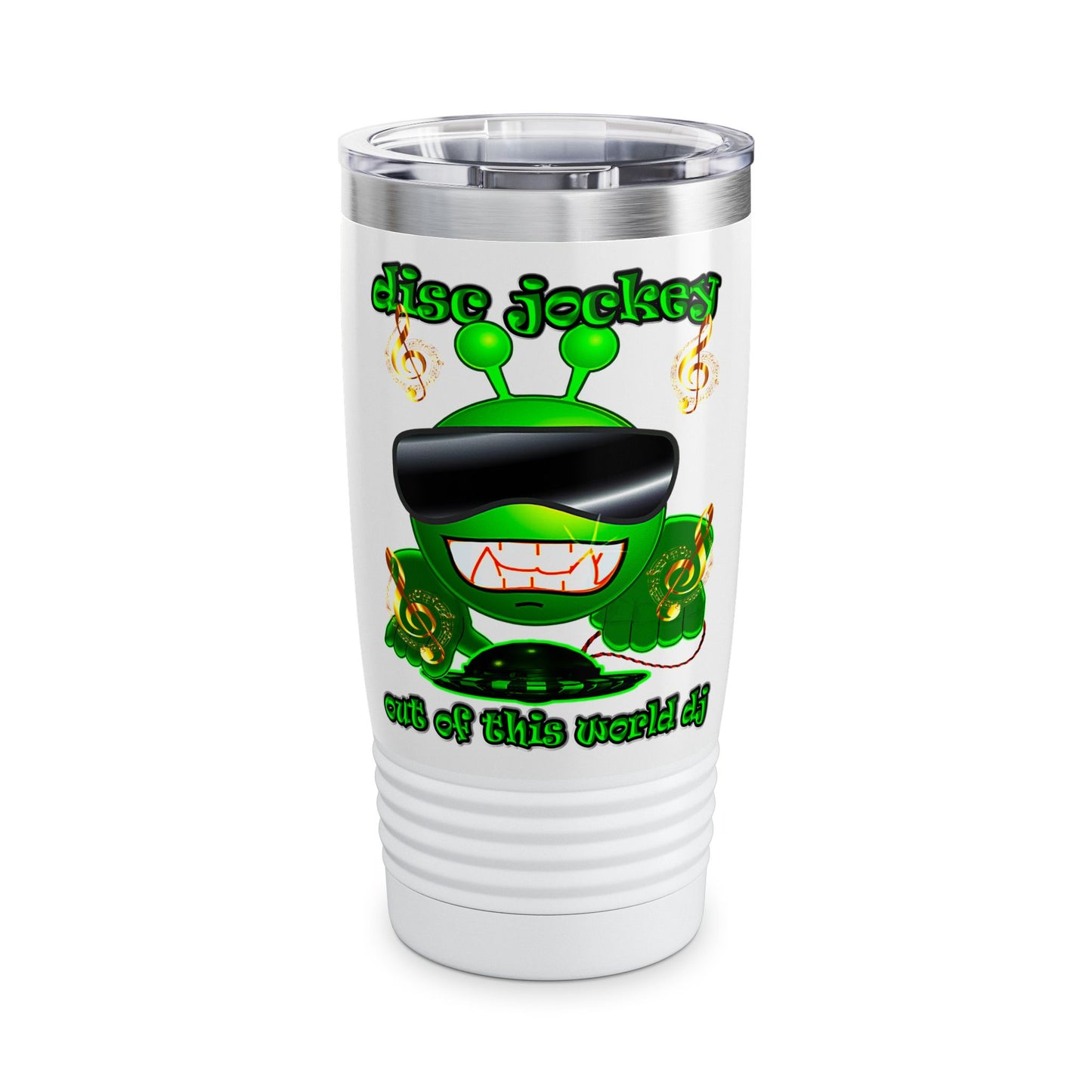 disc jockey - Ringneck Tumbler, 20oz (white)
