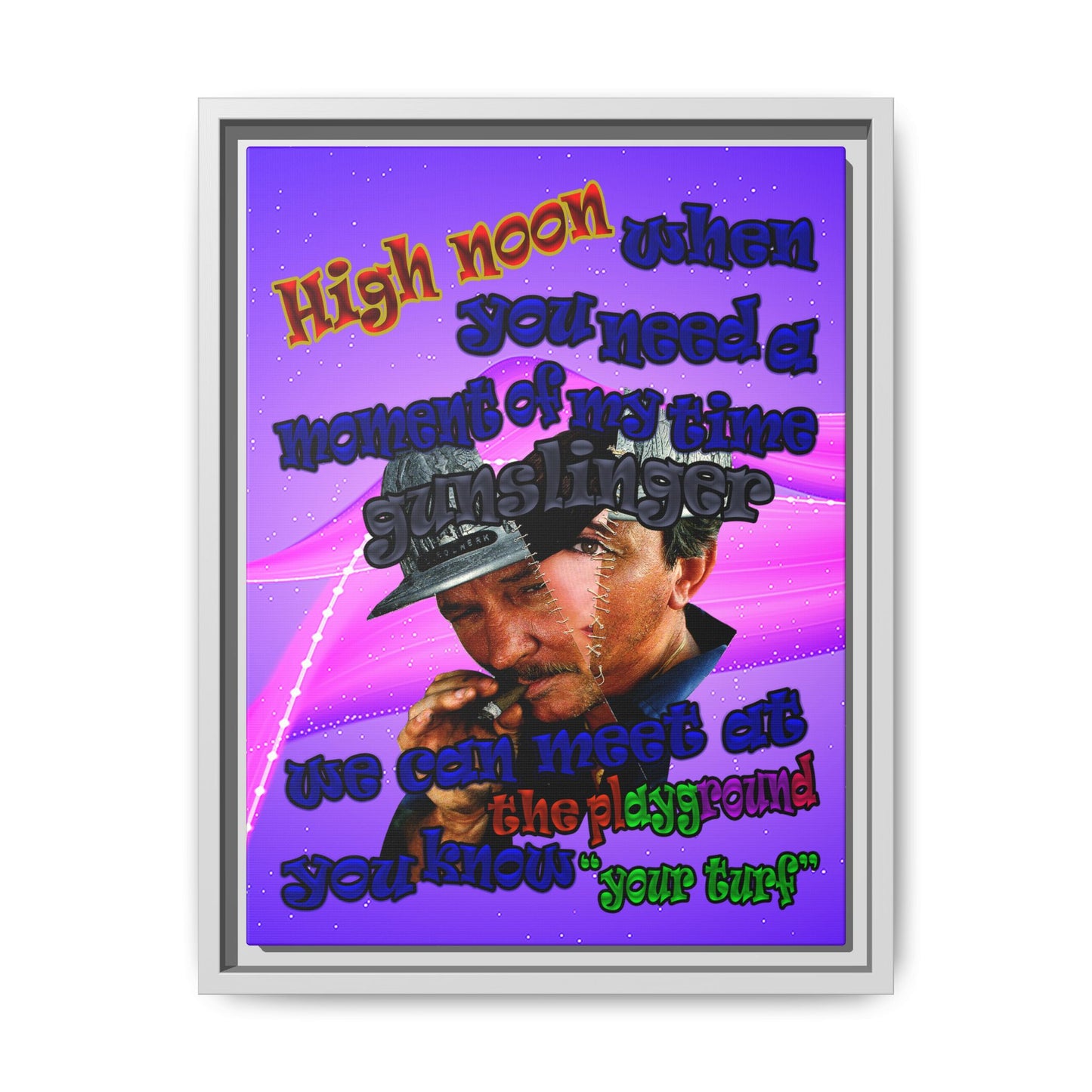 high noon - framed canvas art (purple-pink wave)