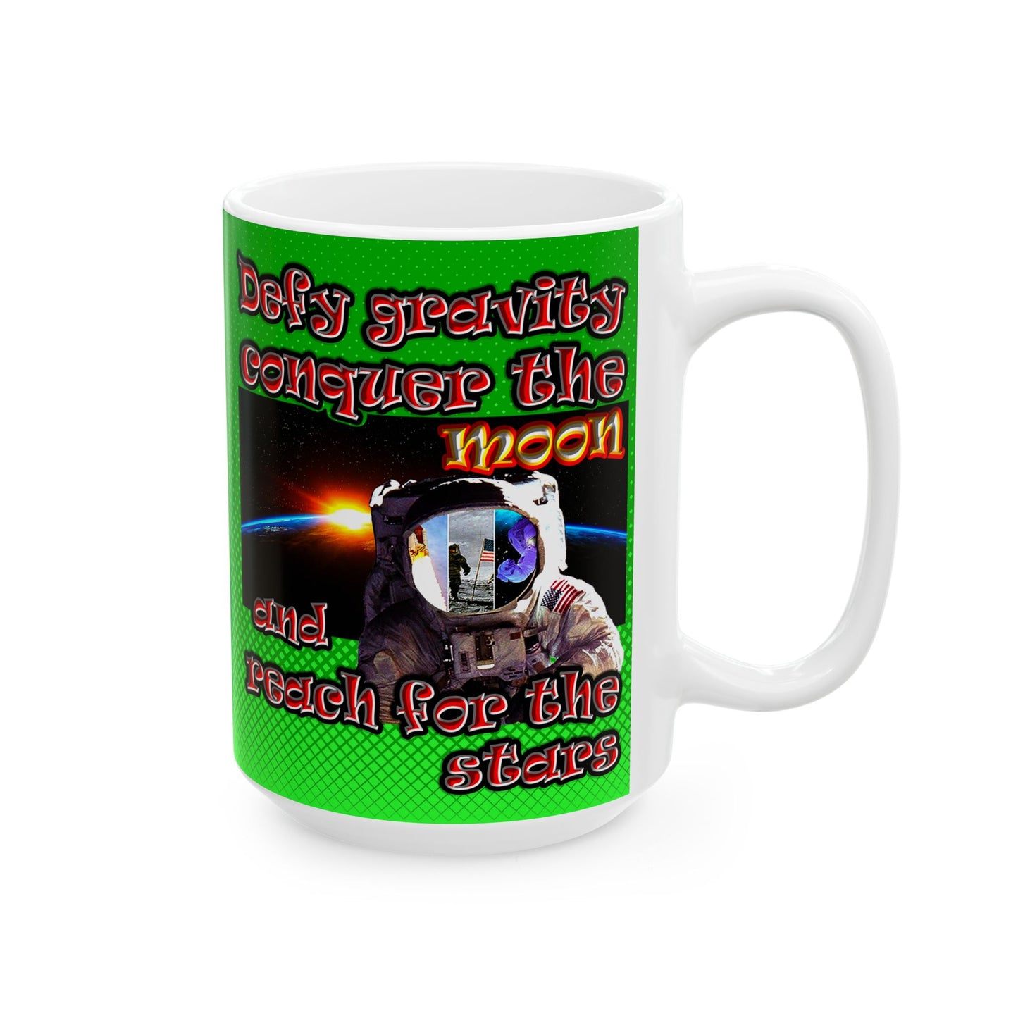 defy conquer reach - White Mug (logo green)