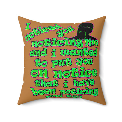 noticed you noticing - Faux Suede Square Pillow - (light brown)