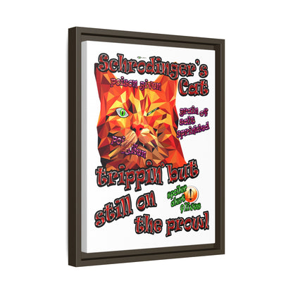 schrodinger's cat - framed canvas art (white)