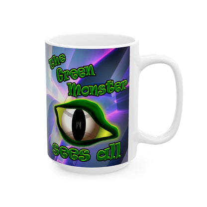 green monster - White Mug (grey-pink wave)