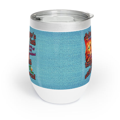 schrodinger's cat - Chill Wine Tumbler (faded blue)