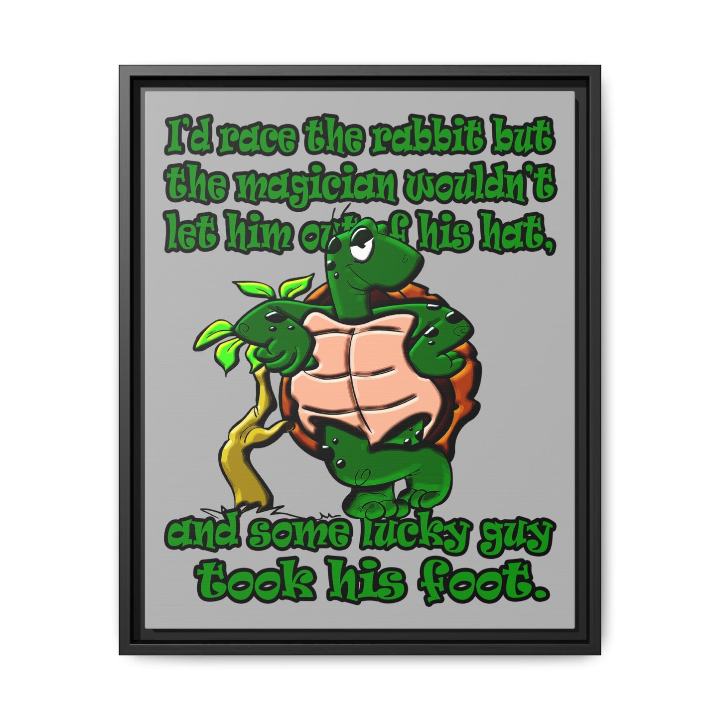 turtle race - framed canvas art (light grey)