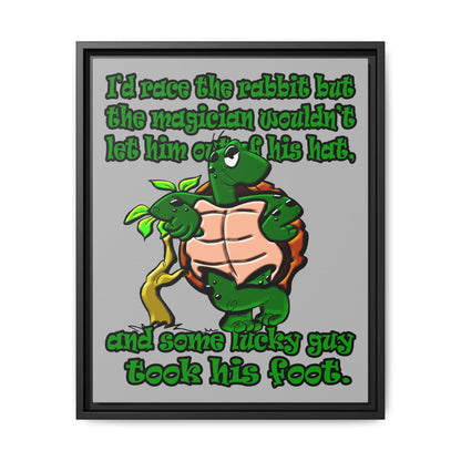 turtle race - framed canvas art (light grey)