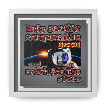 defy conquer reach - framed canvas art (grey-light grey)