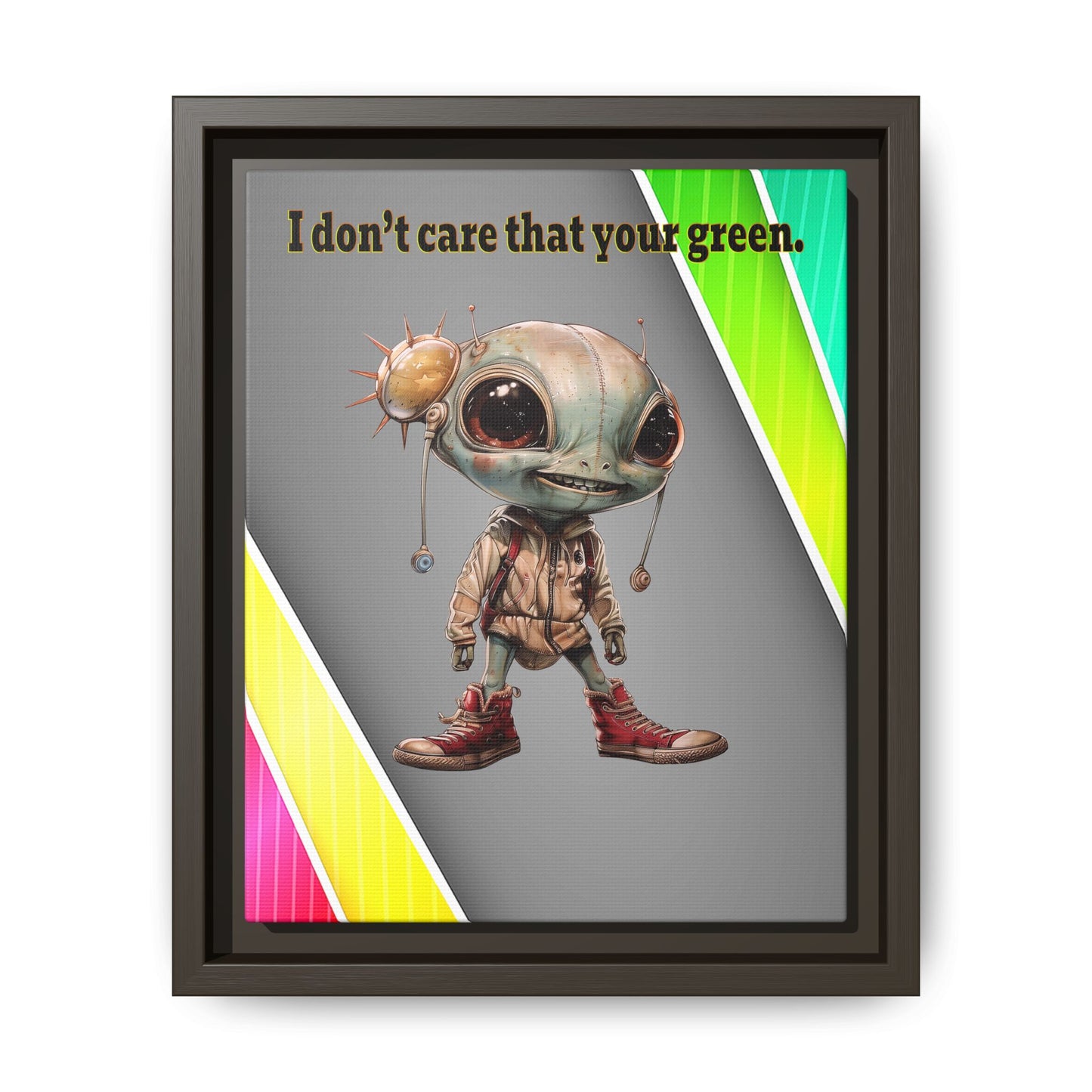 I don't care that your green - framed canvas art (rainbow split)