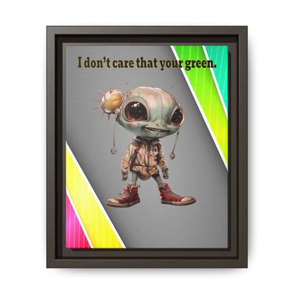 I don't care that your green - framed canvas art (rainbow split)