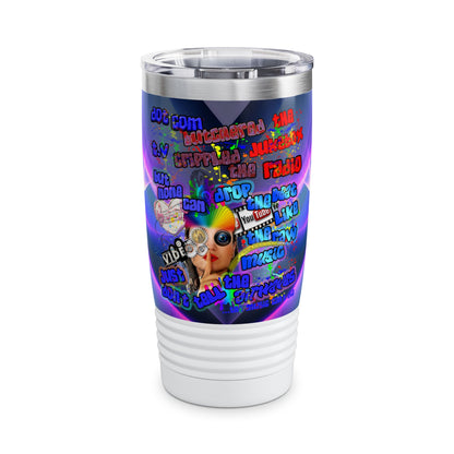 drop the beat - Ringneck Tumbler, 20oz  (grey-pink wave)