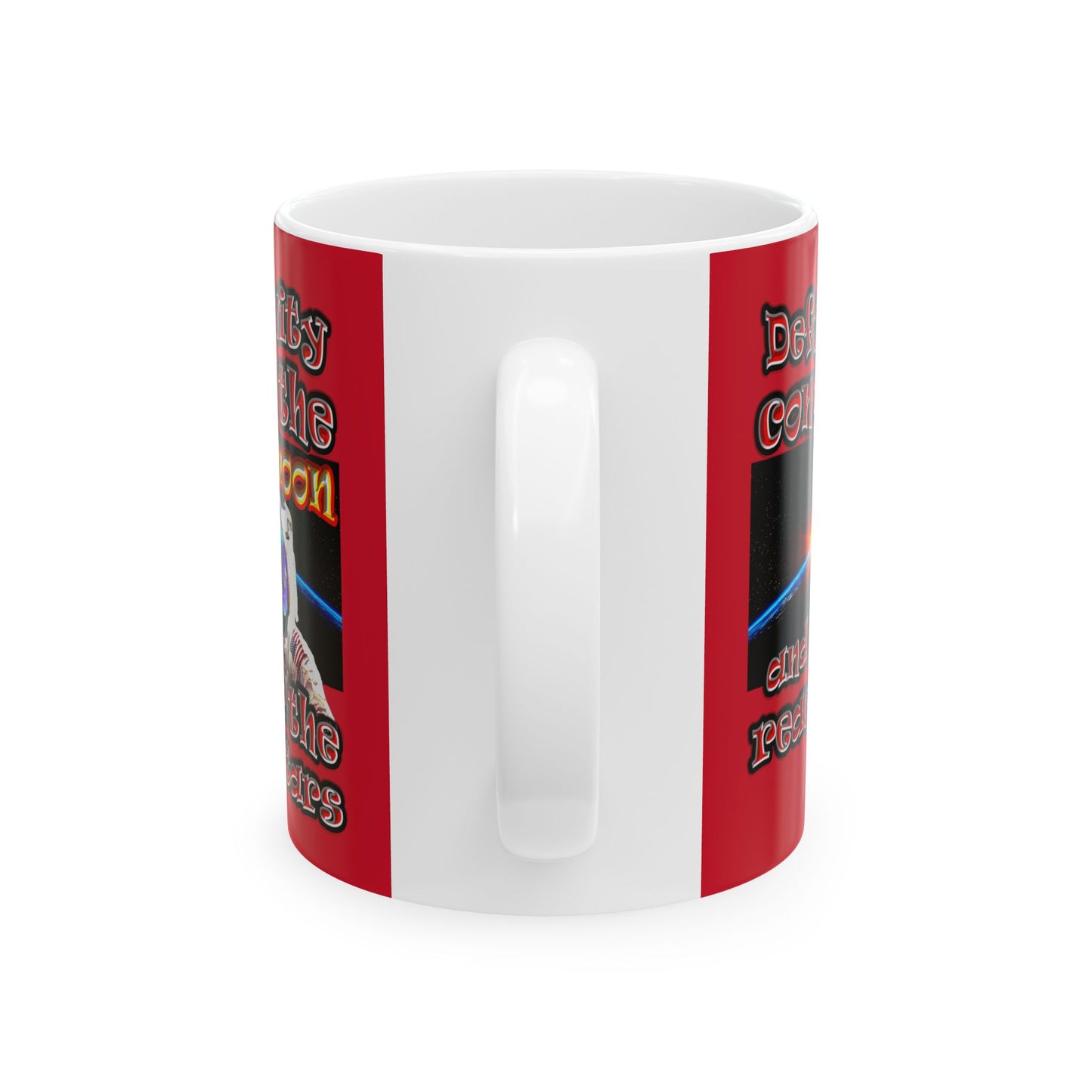 defy conquer reach - White Mug (dark red)
