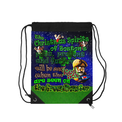 christmas spirits of boston - Drawstring Bag ('snoops' background)