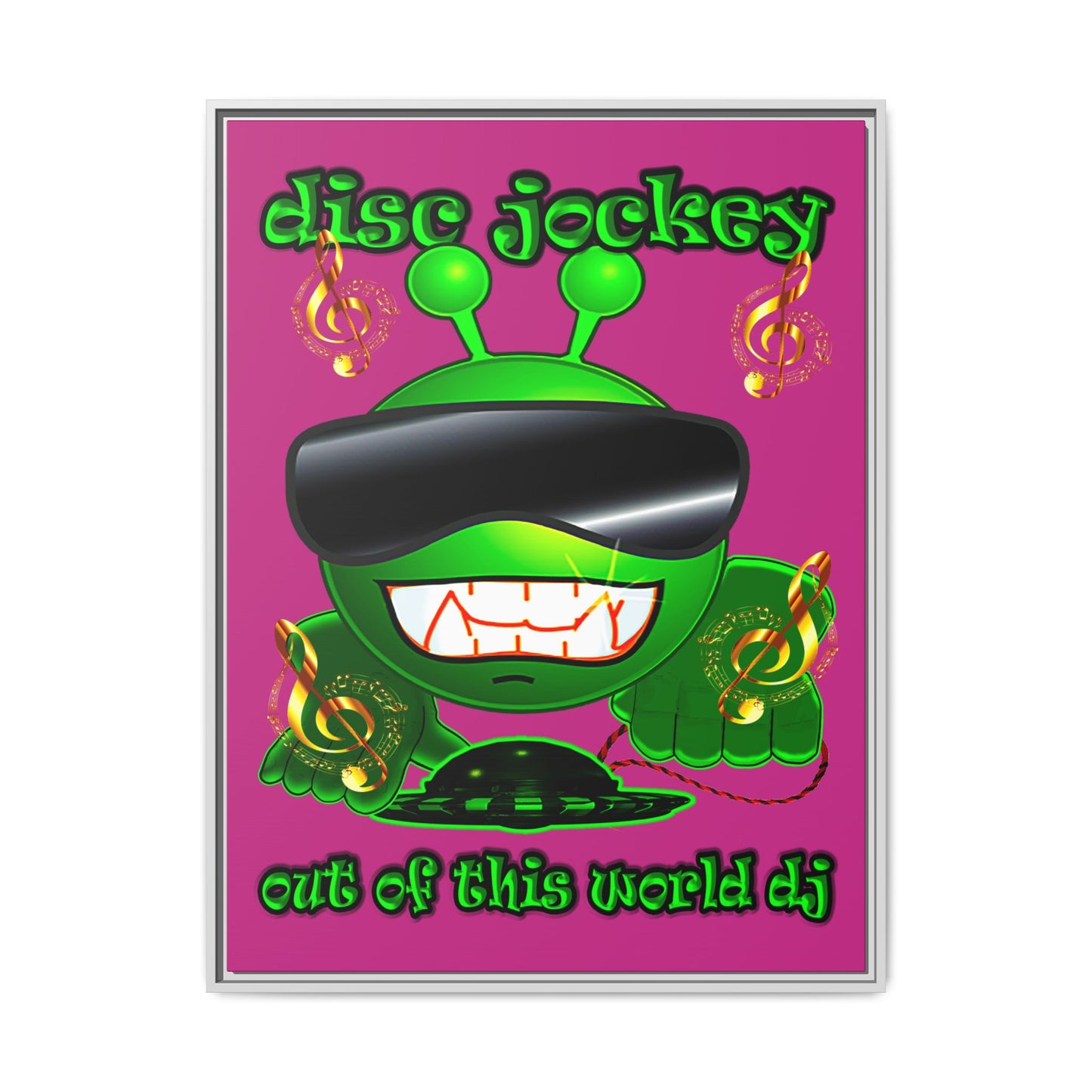 disc jockey - framed canvas art (pink)