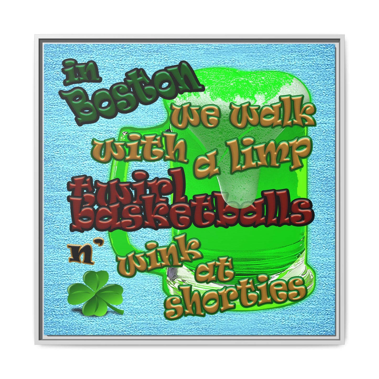 celtics logo - framed canvas art (faded blue)