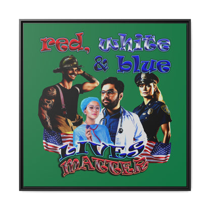 rw&b lives matter - framed canvas art (dark green)