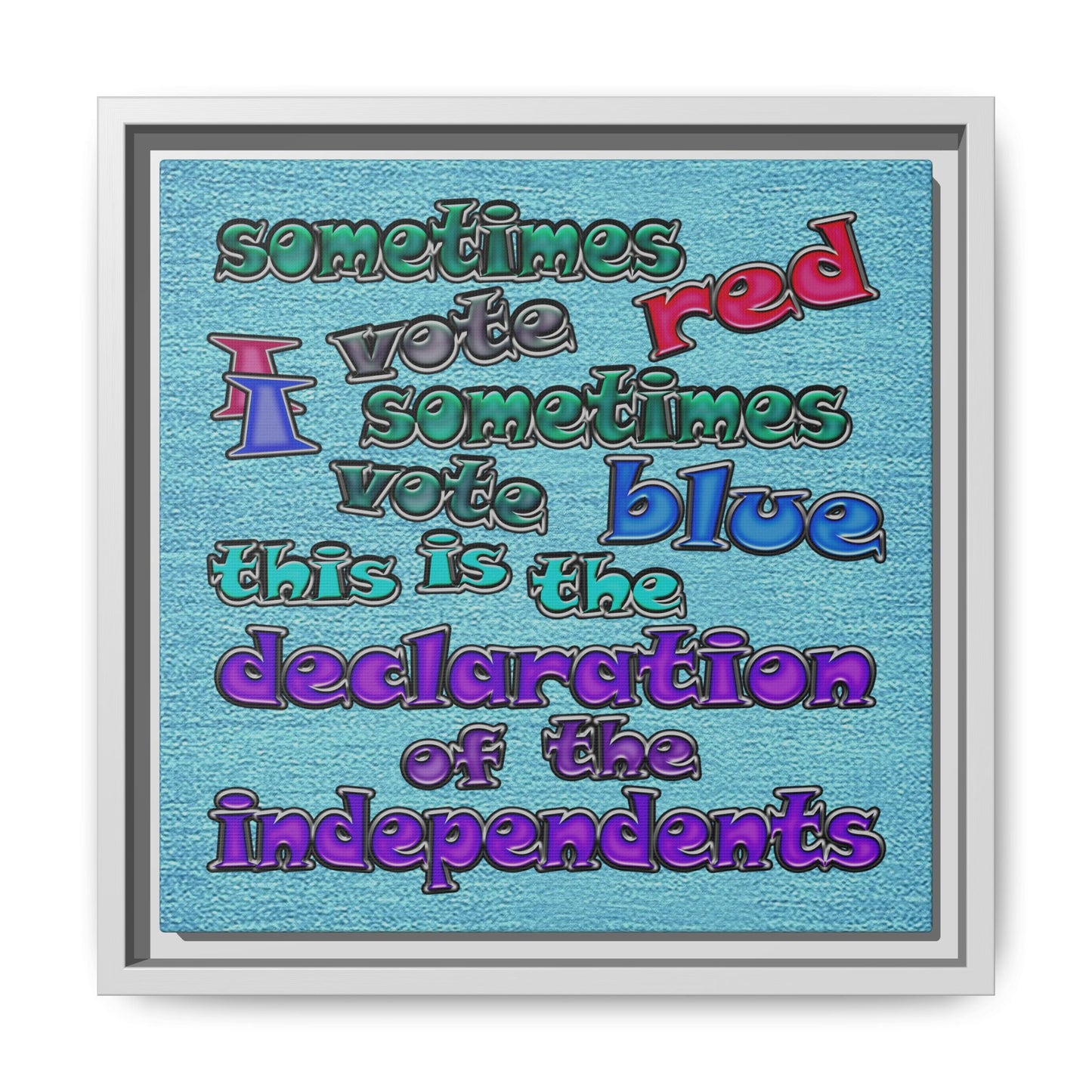 declaration of the independents - framed canvas art (faded blue)