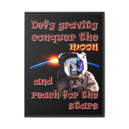 defy conquer reach - framed canvas art (black)