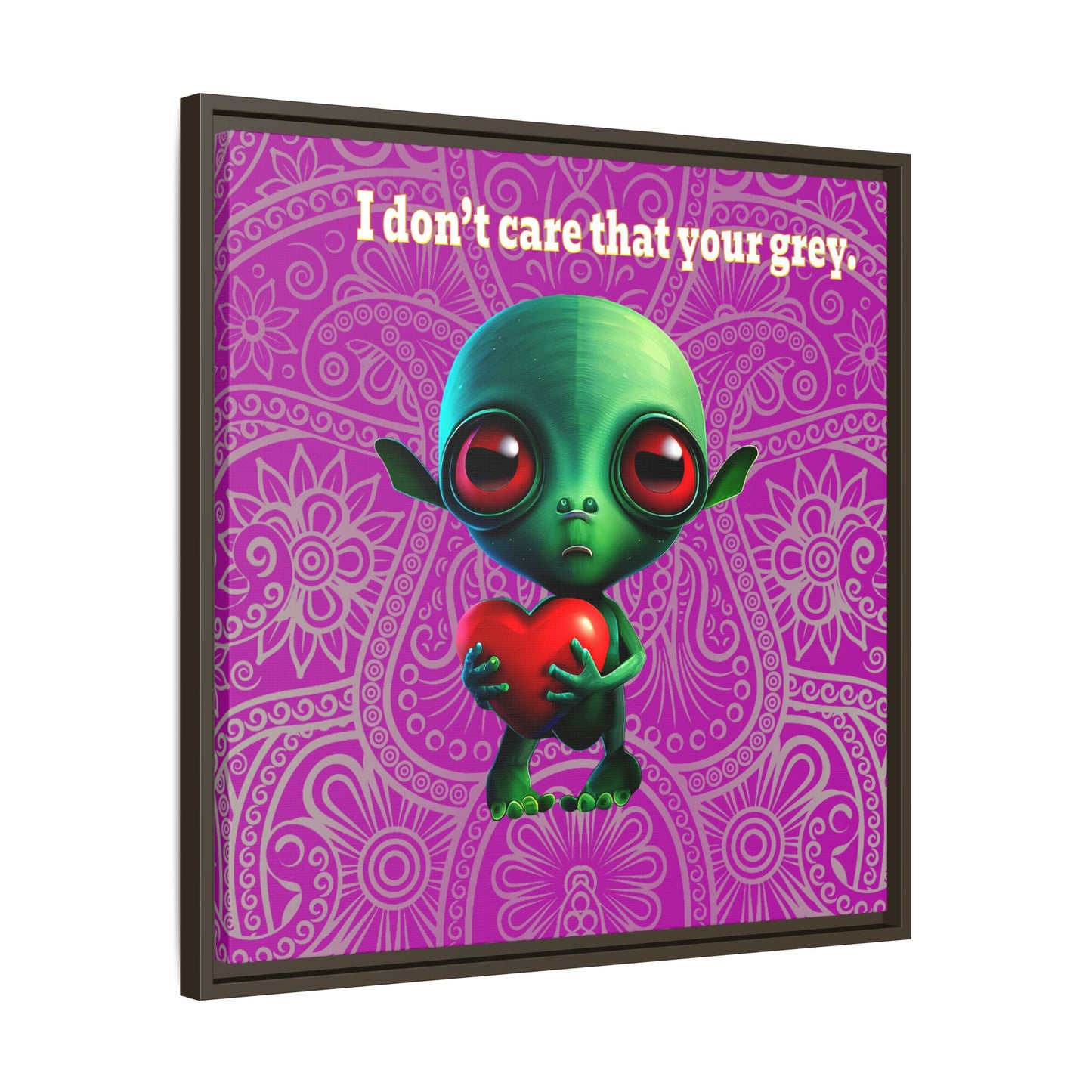 I don't care that your grey - framed canvas art (pink swirl)