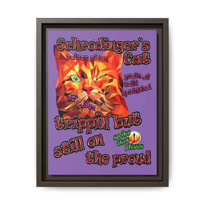 schrodinger's cat - framed canvas art (light purple)