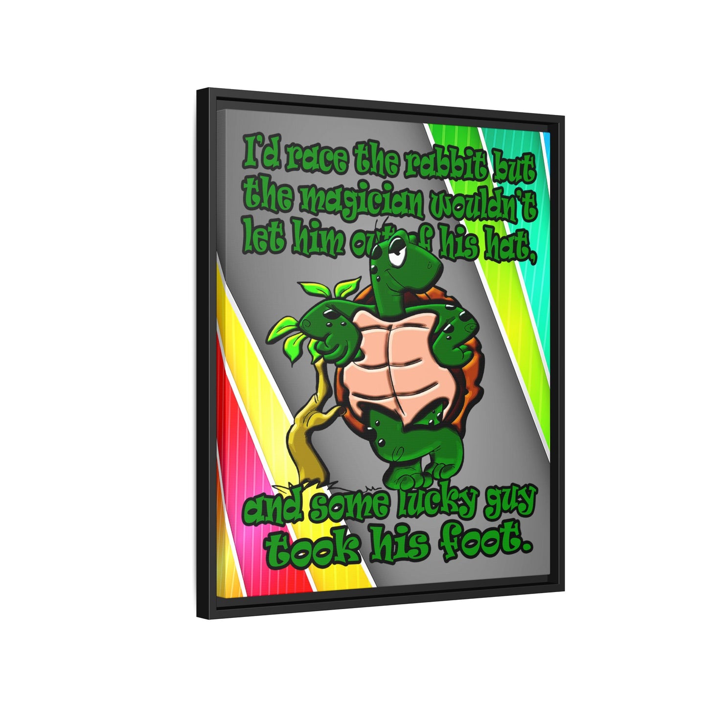 turtle race - framed canvas art (rainbow split)