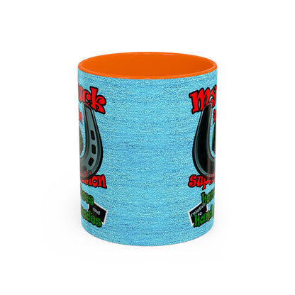 my luck - Accent Mug (faded dark blue)
