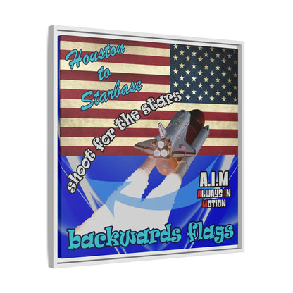 shoot for the stars - framed canvas art (blue-white wave)