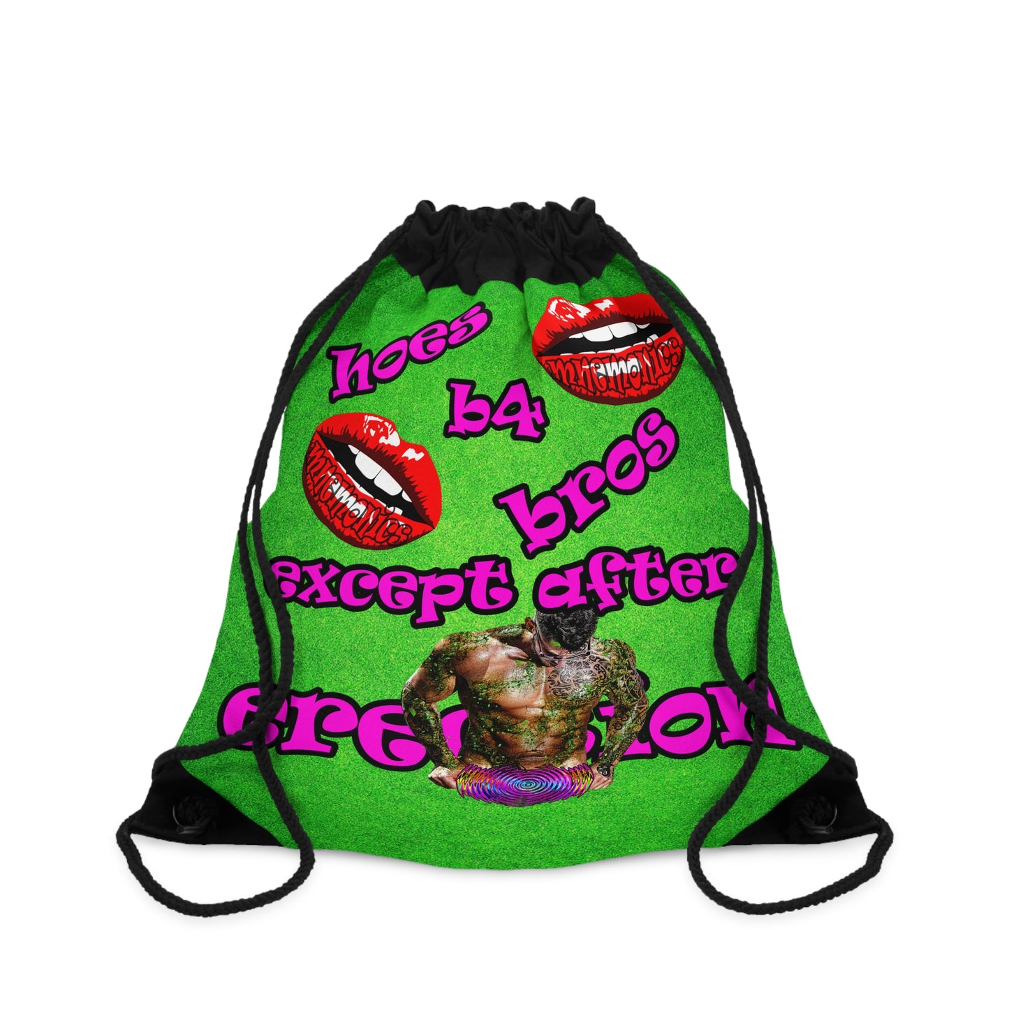 hoes b4 bros - Drawstring Bag (green turf)