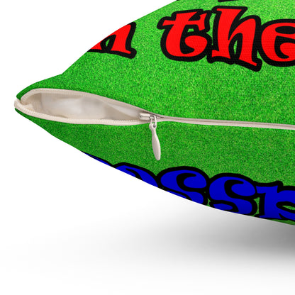 donkeys and elephants - Spun Polyester Square Pillow - (green turf)